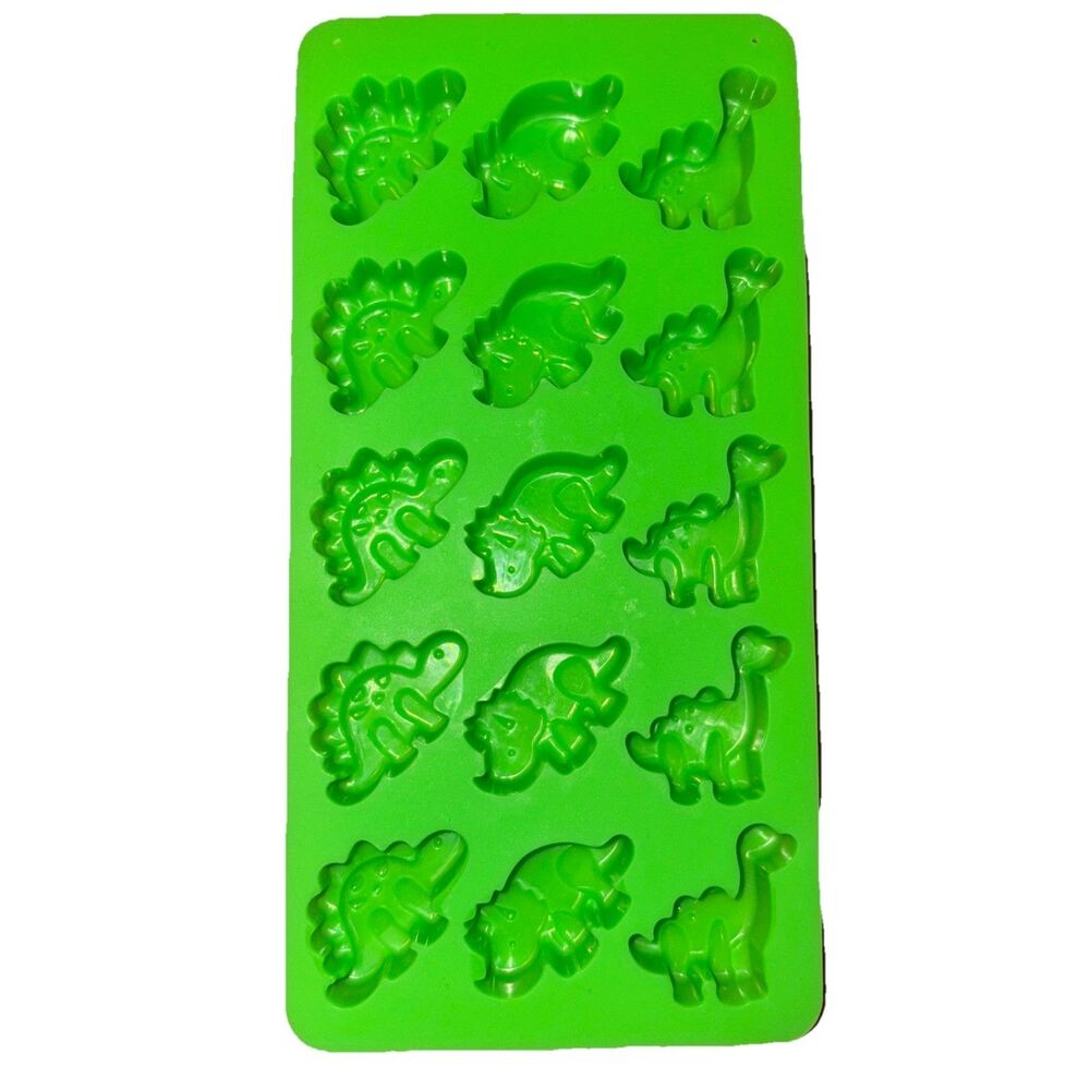 Unbranded Green Silicone Dinosaur, 15 Cavity Candy Mold 3 Styles
